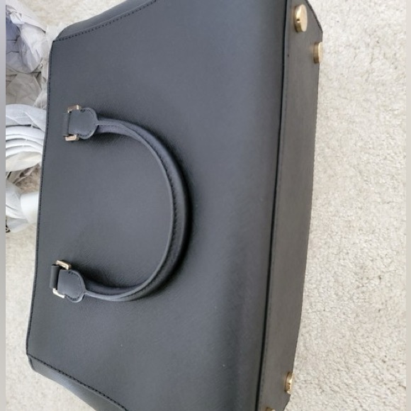 ~MICHAEL KORS Black Kellen Medium Saffiano Leather Satchel w/Gold MK Charm~ - Picture 10 of 11